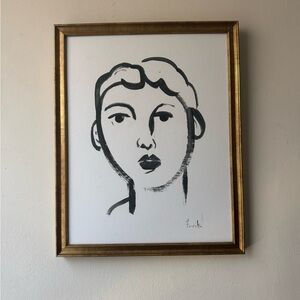 Portrait painting canvas with frame